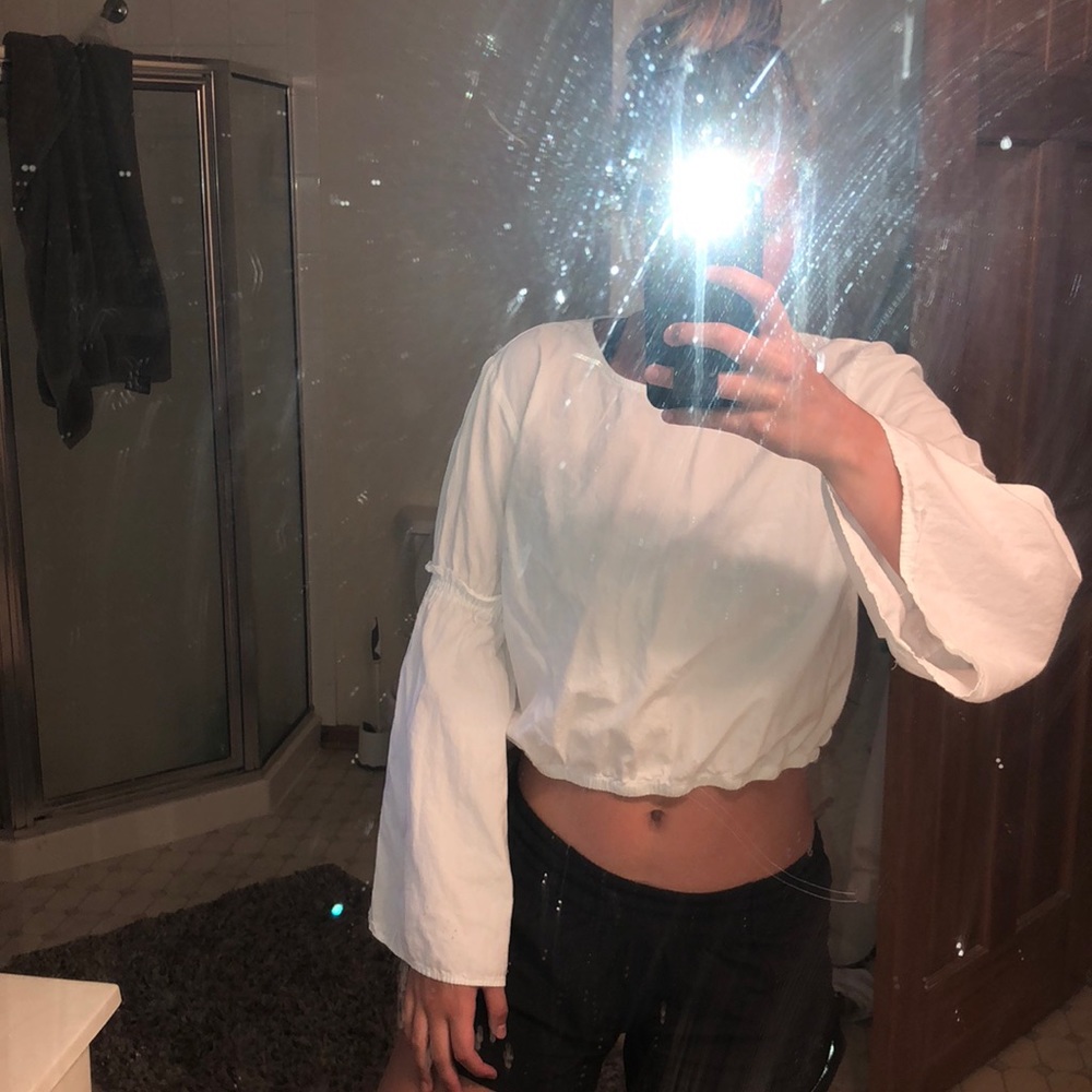 White Wide Arm Blouse